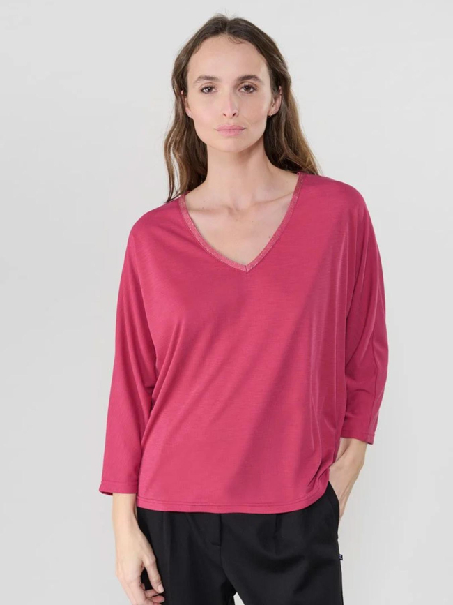 T-shirt col brillant cepada rose femme - Le Temps Des Cerises