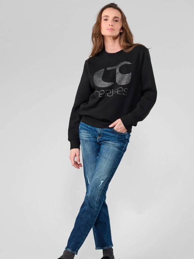 Sweat paolo brillant noir femme - Le Temps Des Cerises