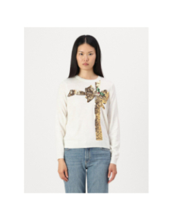 Pull de noël xmas fin à sequins blanc femme - Only