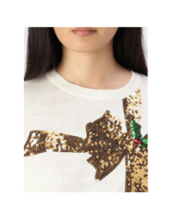Pull de noël xmas fin à sequins blanc femme - Only