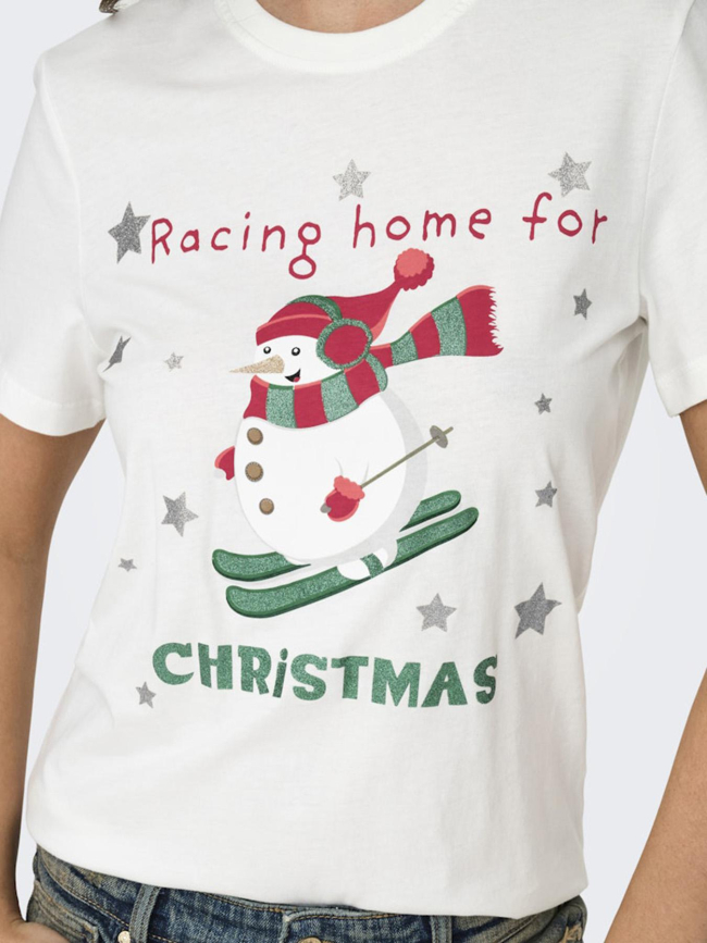 T-shirt à manches courtes onlxmas onlyrsa blanc femme - Only