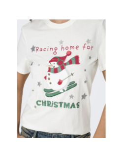 T-shirt à manches courtes onlxmas onlyrsa blanc femme - Only