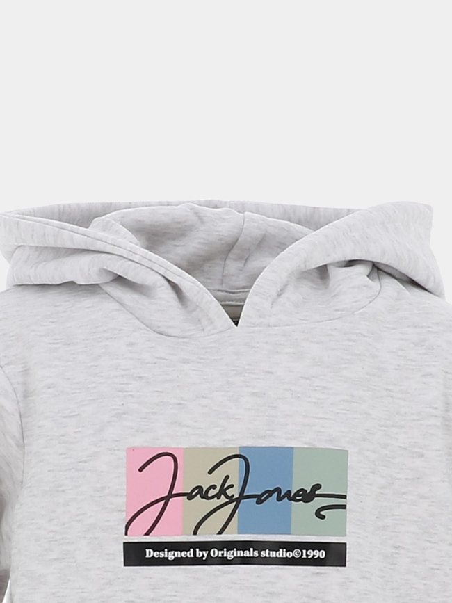Sweat à capuche portland block gris chiné garçon - Jack & Jones