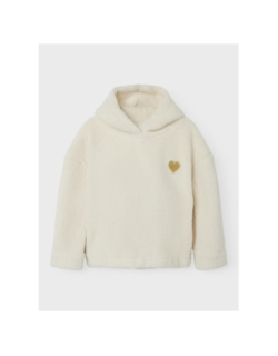 Sweat à capuche teddy odine blanc fille - Name It