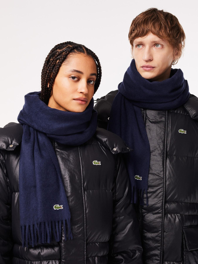 Echarpe en laine et cachemire bleu marine - Lacoste