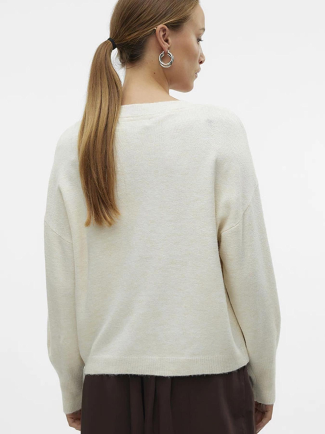 Pull col v jupiter beige femme - Vero Moda