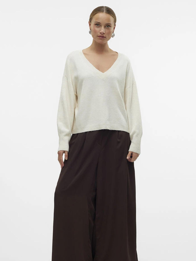 Pull col v jupiter beige femme - Vero Moda