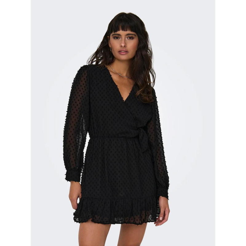 Robe effet portefeuille tiva noir femme - Only