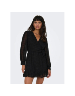 Robe effet portefeuille tiva noir femme - Only