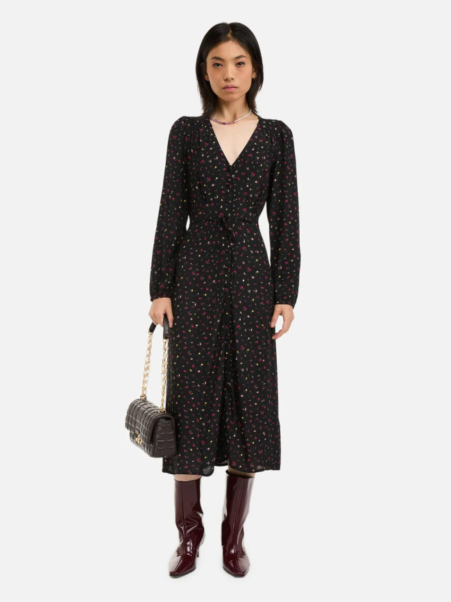 Robe mi-longue à motif floral noir femme - Levi's