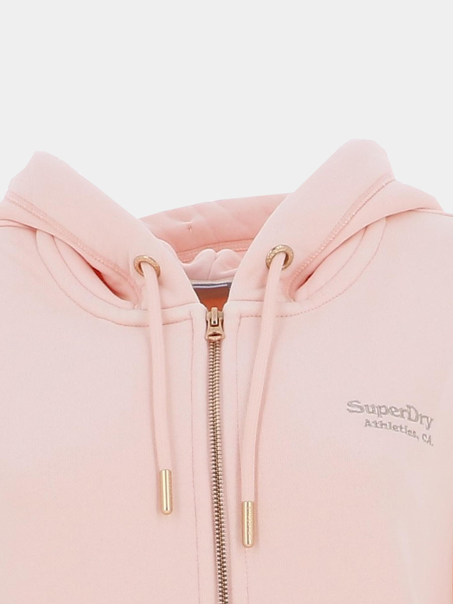 Sweat à capuche zippée essential logo rose femme - Superdry