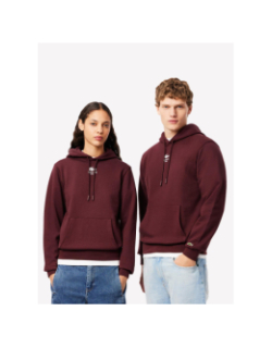 Sweat à capuche logo au dos bordeaux - Lacoste
