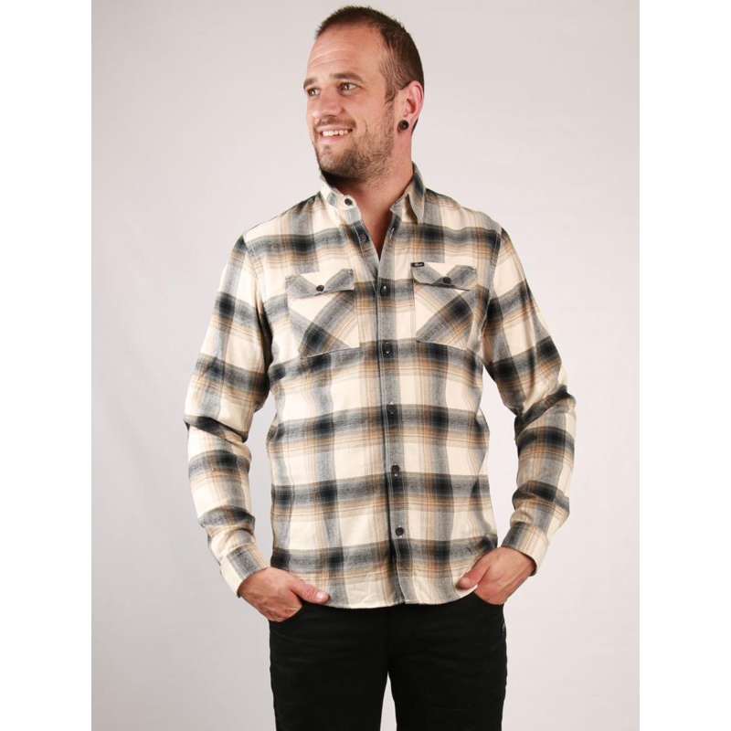 Chemise à carreaux beige homme - Petrol Industries