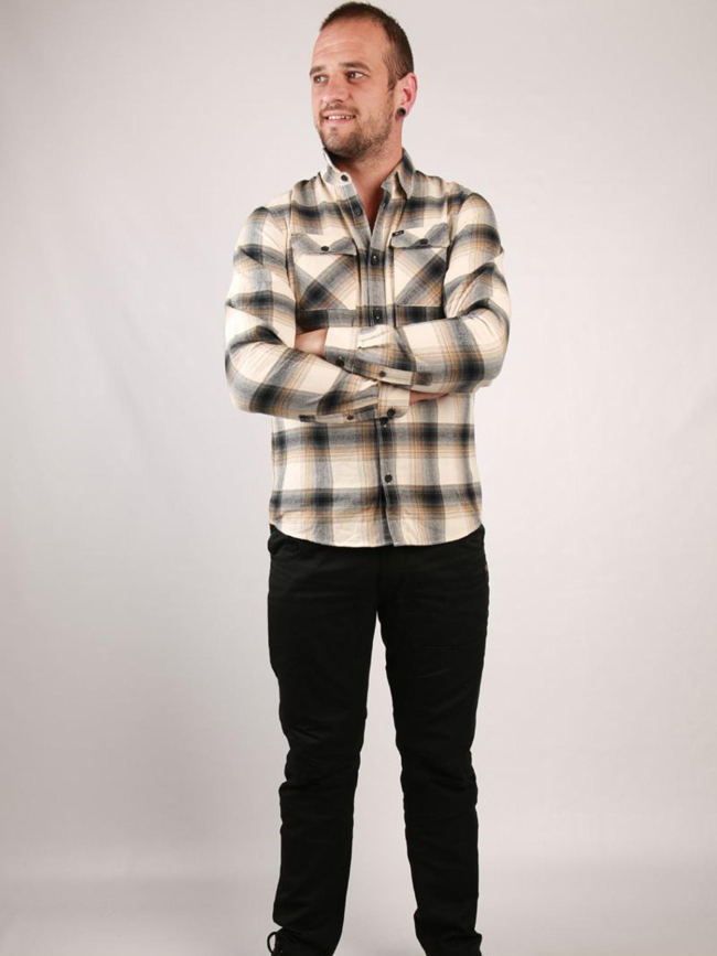 Chemise à carreaux beige homme - Petrol Industries