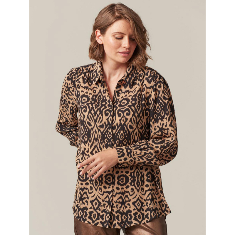 Chemisier imprimé paula marron noir femme - Deeluxe
