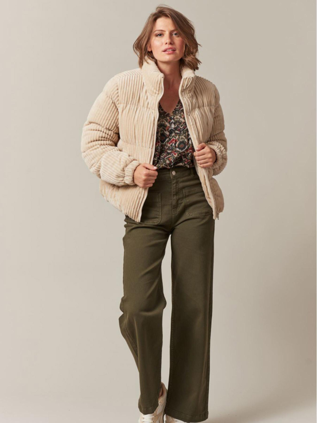 Doudoune velours côtelé noelia beige femme - Deeluxe