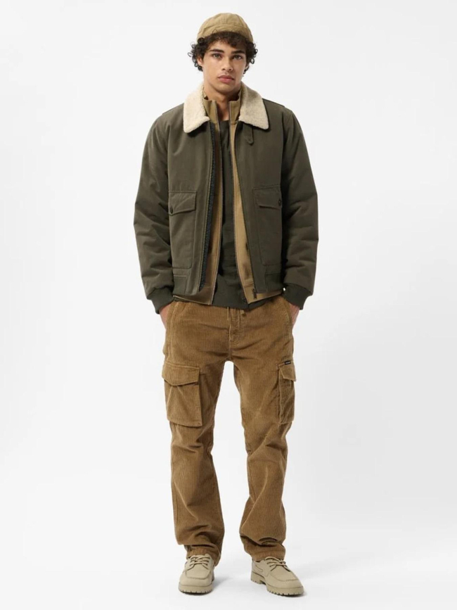 Blouson zippé avec col aviateur b-alexis kaki homme - Teddy Smith