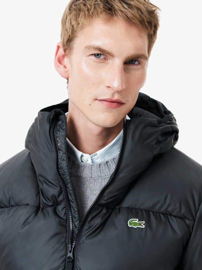 Doudoune courte déperlante en duvet noir homme - Lacoste