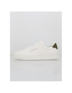 Baskets en cuir court blanc kaki homme - Tommy Hilfiger