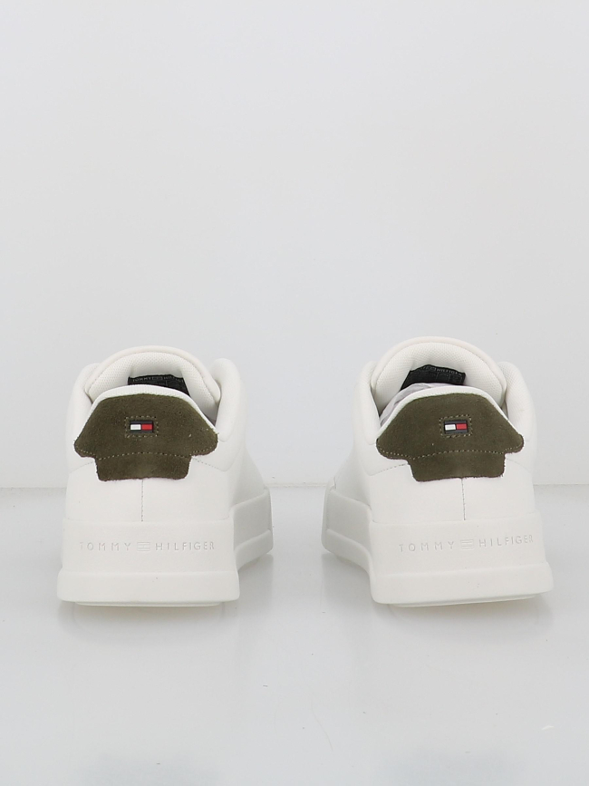 Baskets en cuir court blanc kaki homme - Tommy Hilfiger