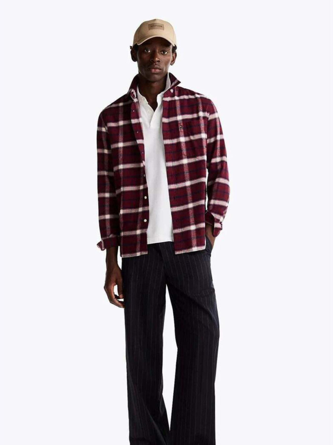 Chemise à carreaux brushed shadow rouge - Tommy Hilfiger