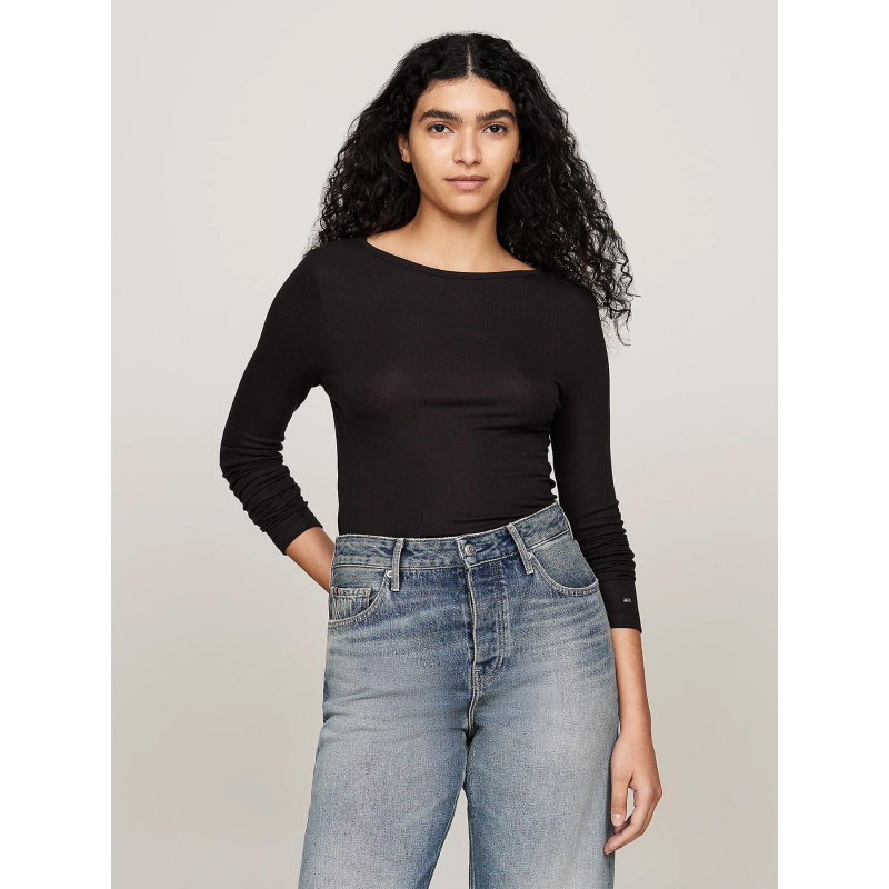 T-shirt manches longues slim tencel noir femme - Tommy Hilfiger