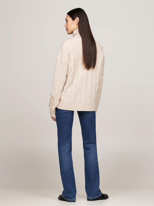 Pull col roulé en laine soft beige femme - Tommy Hilfiger