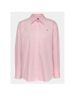 Chemise à rayures relax essential rose blanc femme - Tommy Jeans