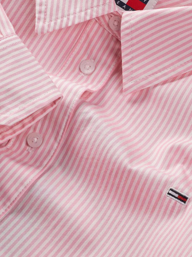 Chemise à rayures relax essential rose blanc femme - Tommy Jeans