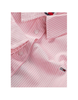 Chemise à rayures relax essential rose blanc femme - Tommy Jeans