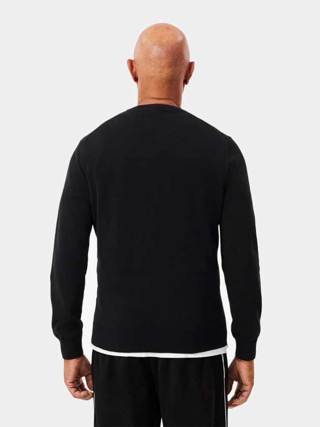 Pull fin à col en v noir homme - Lacoste