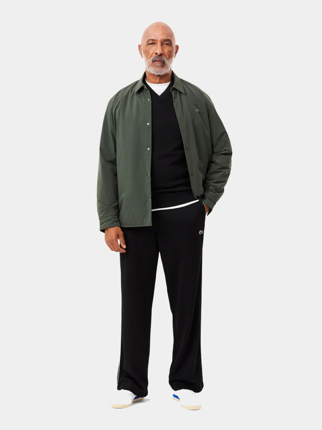 Pull fin à col en v noir homme - Lacoste