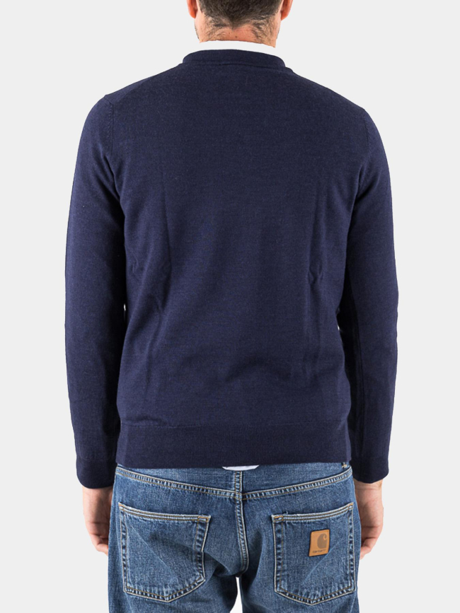 Pull fin à col en v bleu marine homme - Lacoste