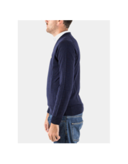Pull fin à col en v bleu marine homme - Lacoste