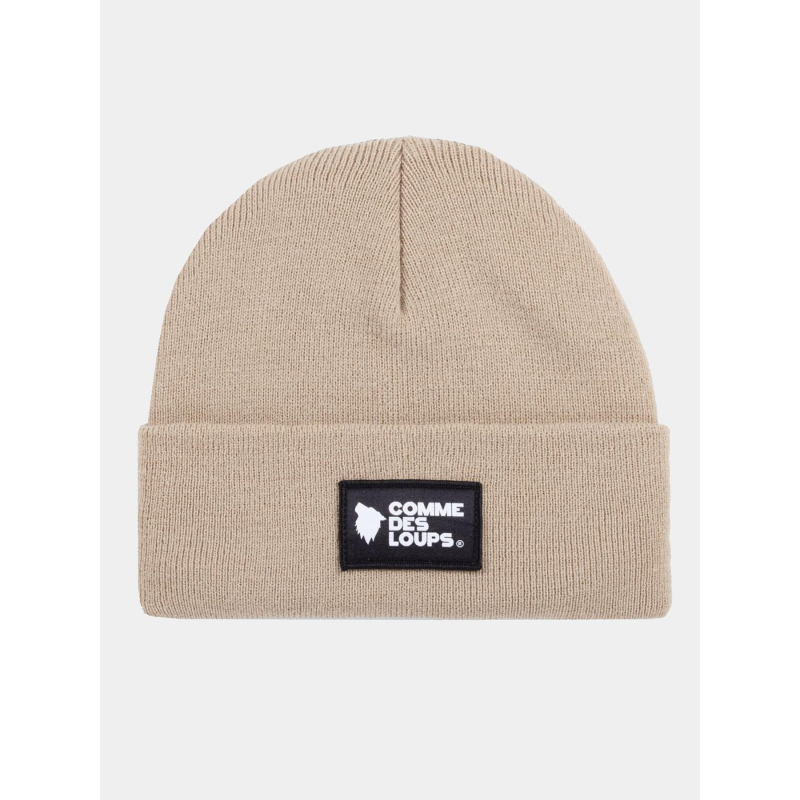 Bonnet court badge tissé beige - Comme Des Loups