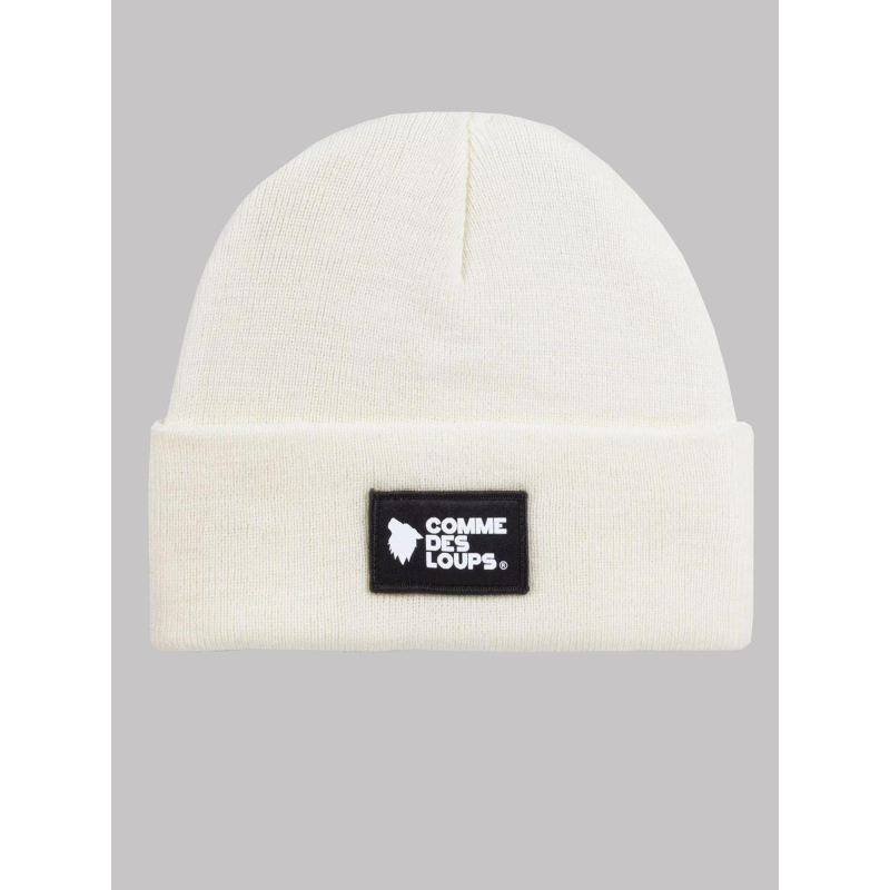 Bonnet court logo badge tissé blanc homme - Comme Des Loups
