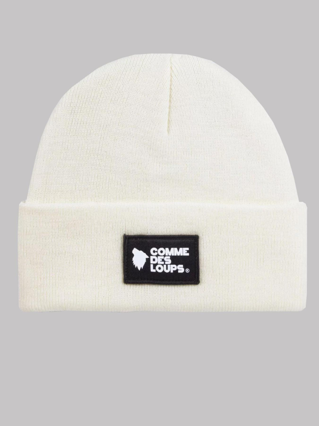 Bonnet court logo badge tissé blanc homme - Comme Des Loups