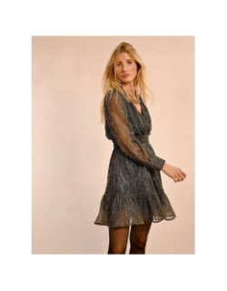 Robe cache cœur noir à paillette dorée femme - Molly Bracken