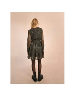 Robe cache cœur noir à paillette dorée femme - Molly Bracken