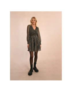 Robe cache cœur noir à paillette dorée femme - Molly Bracken