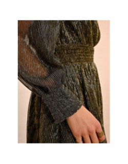 Robe cache cœur noir à paillette dorée femme - Molly Bracken