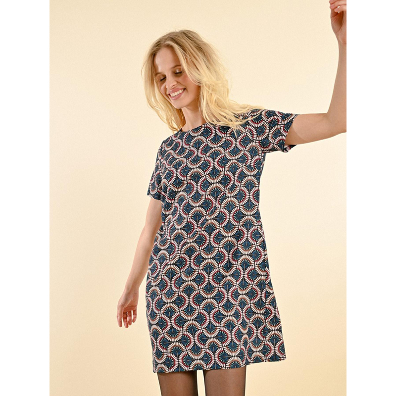 Robe courte imprimée bleu femme - Molly Bracken