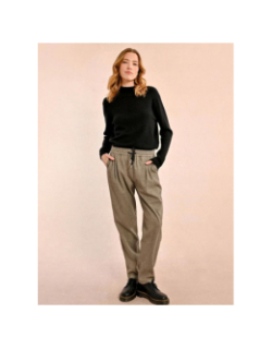 Pantalon droit à chevrons noir femme - Molly Bracken