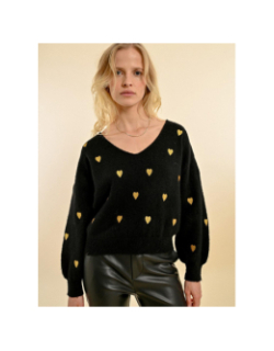 Pull à motif cœur noir femme - Molly Bracken