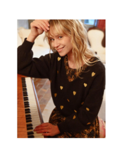 Pull à motif cœur noir femme - Molly Bracken