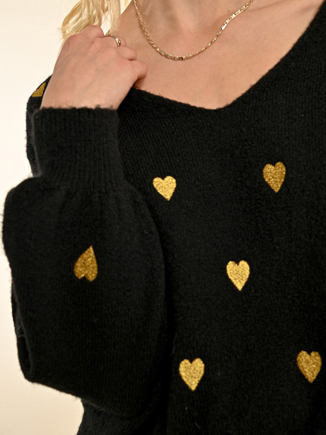 Pull à motif cœur noir femme - Molly Bracken