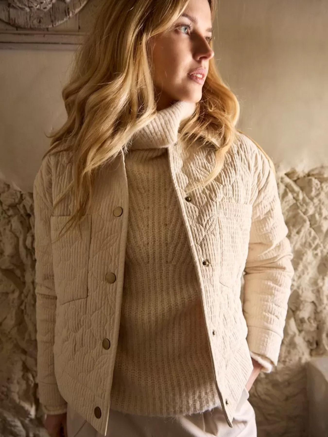 Veste type surchemise matelassée beige femme - Molly Bracken