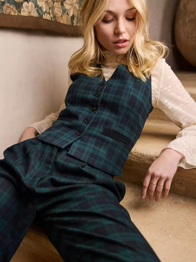 Veston à carreaux bleu marine femme - Molly Bracken