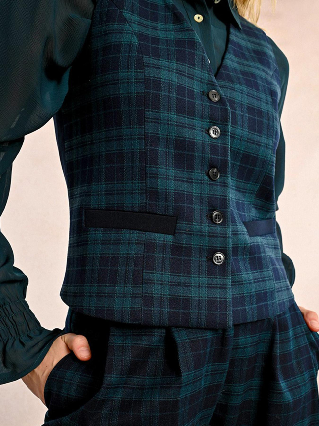 Veston à carreaux bleu marine femme - Molly Bracken