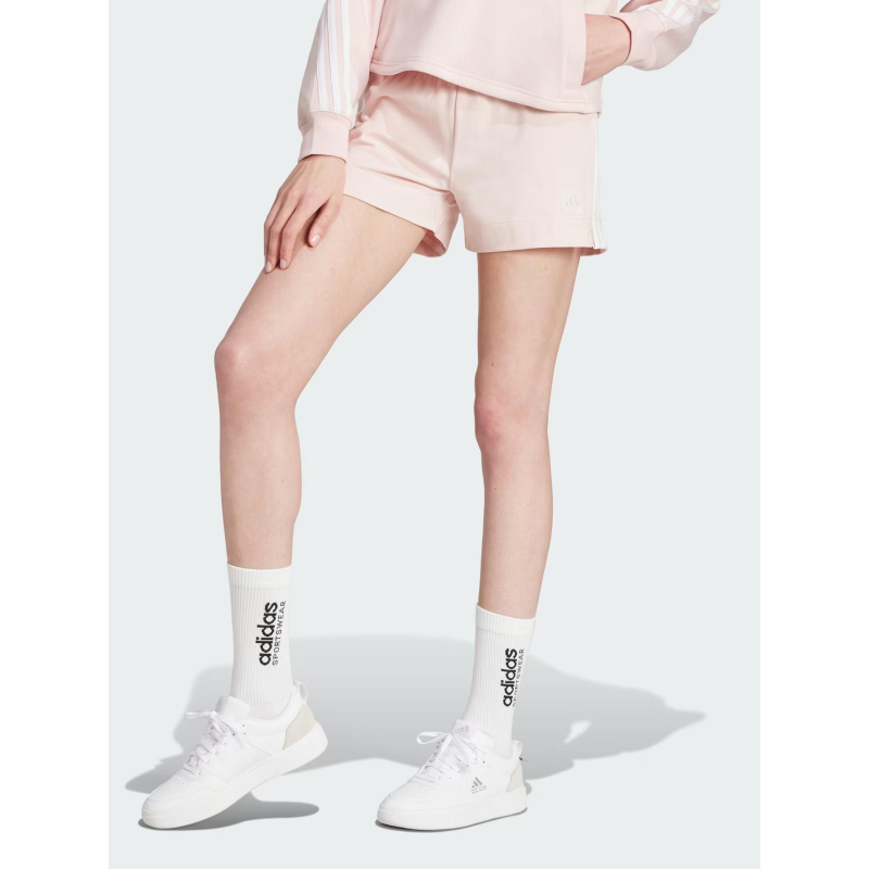 Short de sport essentials slim 3 stripes rose femme - Adidas